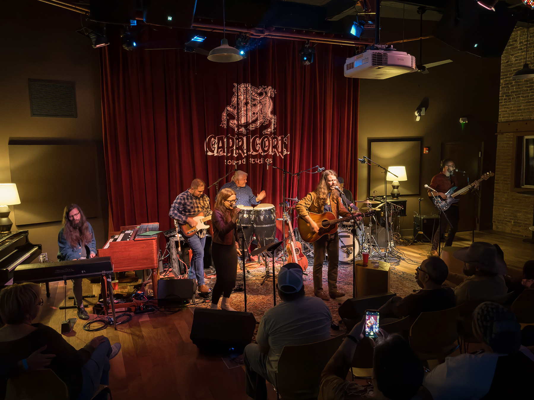 Brent Cobb playing in the Capricorn studio